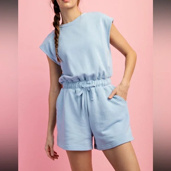 Rae Mode Short Sleeve Open Back Romper small nwt - Picture 1 of 5